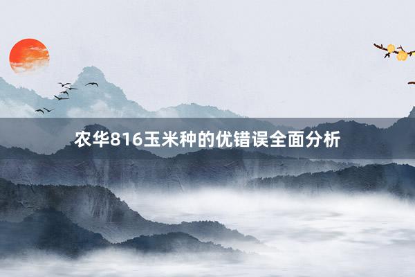 农华816玉米种的优错误全面分析