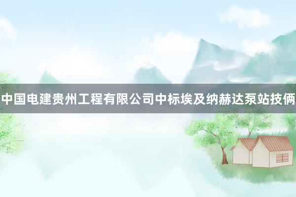中国电建贵州工程有限公司中标埃及纳赫达泵站技俩