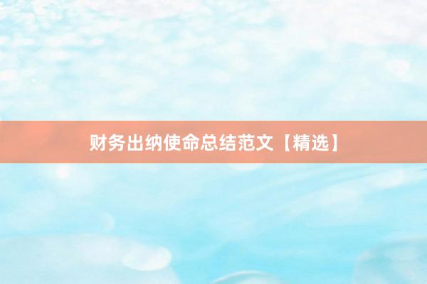 财务出纳使命总结范文【精选】