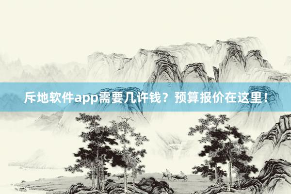 斥地软件app需要几许钱？预算报价在这里！